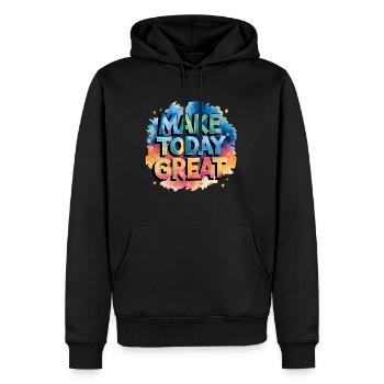Lasse Heute Großartig Werden - Männer Premium Bio Hoodie - Schwarz - Vorne - Nico (187cm)