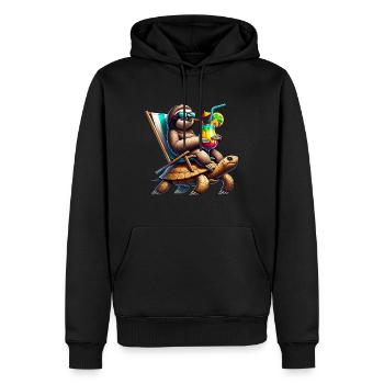 Entspannter Faultier-Turtle Cocktail - Männer Premium Bio Hoodie - Schwarz - Vorne - Nico (187cm)
