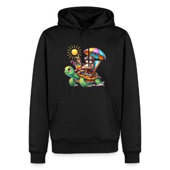 Entspannter Faultier-Sommertag mit Schildkröte - Männer Premium Bio Hoodie - Schwarz - Vorne - Nico (187cm)