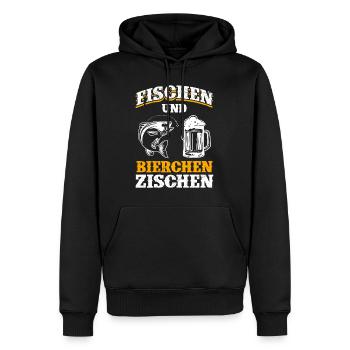 FISCHEN UND BIERCHEN ZISCHEN Lustiges Angler - Männer Premium Bio Hoodie - Schwarz - Vorne - Nico (187cm)