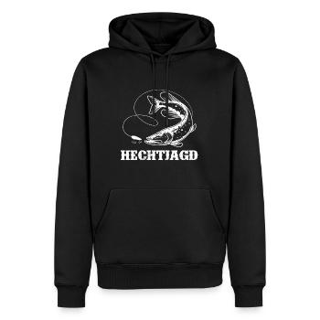 HECHT JAGD Lustiges Hecht Angeln Hobby Männer - Männer Premium Bio Hoodie - Schwarz - Vorne - Nico (187cm)