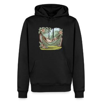 Entspannter Faultier Genuss Im Tropischen Paradies - Männer Premium Bio Hoodie - Schwarz - Vorne - Nico (187cm)