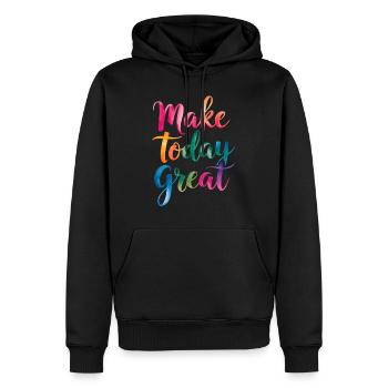 Mach Heute Großartig Mit Farbenfrohem Spruch - Männer Premium Bio Hoodie - Schwarz - Vorne - Nico (187cm)
