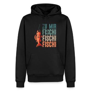 Angler Outfit ZU MIR FISCHI FISCHI FISCHI Lustiges - Männer Premium Bio Hoodie - Schwarz - Vorne - Nico (187cm)