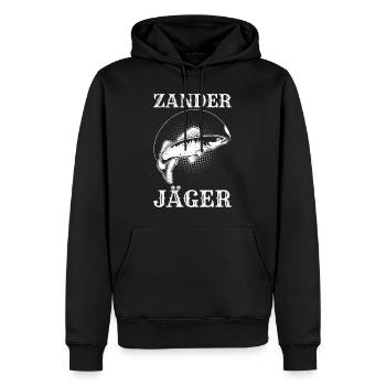 ZANDER JÄGER Lustiges Angler Outfit Angeln - Männer Premium Bio Hoodie - Schwarz - Vorne - Nico (187cm)