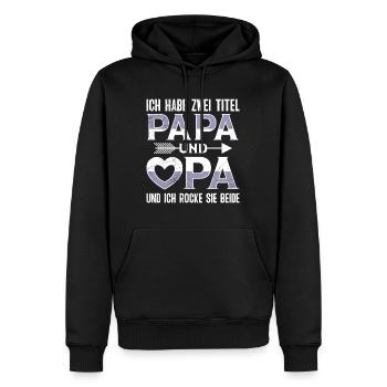 Opi HABE ZWEI TITLE PAPA UND OPA UND ROCKE SIE - Männer Premium Bio Hoodie - Schwarz - Vorne - Nico (187cm)