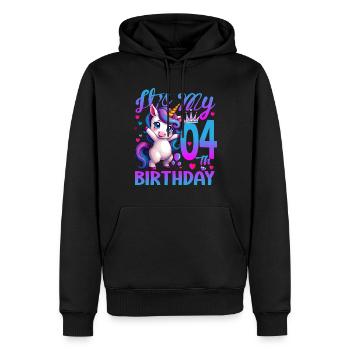 4. Geburtstag Einhorn Es ist mein 4. Geburtstag - Männer Premium Bio Hoodie - Schwarz - Vorne - Nico (187cm)