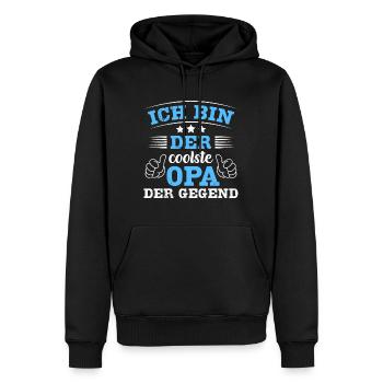 Opi ICH BIN DER COOLSTE OPA DER GEGEND Lustiges - Männer Premium Bio Hoodie - Schwarz - Vorne - Nico (187cm)