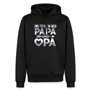 Großvater ZWEI TITEL EIN HELD PAPA UND OPA Lustig - Männer Premium Bio Hoodie - Schwarz - Vorne - Nico (187cm)