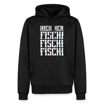 Angeln HIER HER FISCHI FISCHI FISCHI Lustiges - Männer Premium Bio Hoodie - Schwarz - Vorne - Nico (187cm)