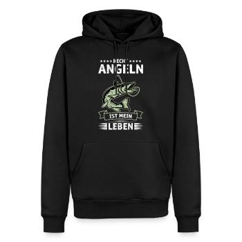 HECHT ANGELN IST MEIN LEBEN Angler Outfit Hecht - Männer Premium Bio Hoodie - Schwarz - Vorne - Nico (187cm)