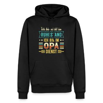 Opi BIN NICHT IM RUHESTAND BIN IM OPA DIENST - Männer Premium Bio Hoodie - Schwarz - Vorne - Nico (187cm)
