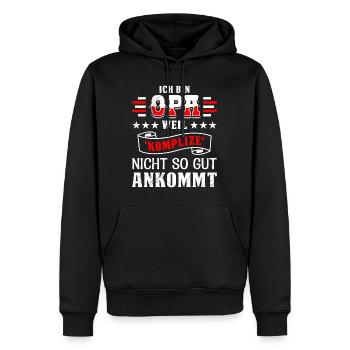 Opi BIN OPA WEIL KOMPLIZE NICHT SO GUT ANKOMMT - Männer Premium Bio Hoodie - Schwarz - Vorne - Nico (187cm)