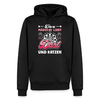 Dartspielerin DIESES MÄDCHEN LIEBT DART UND KATZEN - Männer Premium Bio Hoodie - Schwarz - Vorne - Nico (187cm)