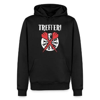 Dart Spieler TREFFER! Lustiges Dart Spielen - Männer Premium Bio Hoodie - Schwarz - Vorne - Nico (187cm)