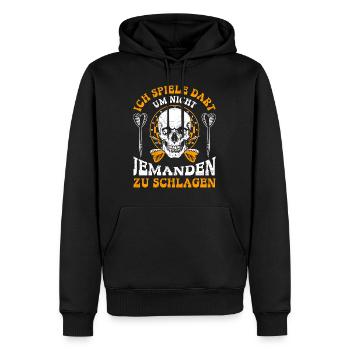 Dartspieler ICH SPIELE DART NICHT ZU SCHLAGEN - Männer Premium Bio Hoodie - Schwarz - Vorne - Nico (187cm)