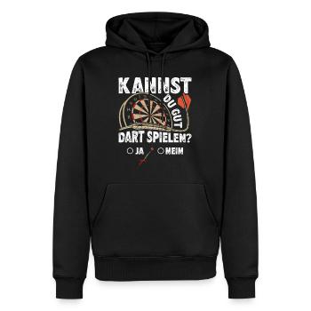 Dart Spieler KANNST DU GUT DART SPIELEN? Lustiges - Männer Premium Bio Hoodie - Schwarz - Vorne - Nico (187cm)