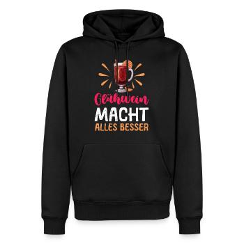 GLÜHWEIN MACHT ALLES BESSER Lustiges Glühwein - Männer Premium Bio Hoodie - Schwarz - Vorne - Nico (187cm)