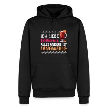 Glühwein LIEBE GLÜHWEIN ALLES ANDERE IS LANGWEILIG - Männer Premium Bio Hoodie - Schwarz - Vorne - Nico (187cm)