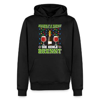 ADVENT ADVENT DIE KEHLE BRENNT Lustiges Glühwein - Männer Premium Bio Hoodie - Schwarz - Vorne - Nico (187cm)