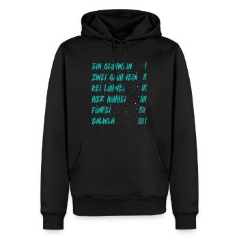 Weihnachtsmarkt EIN GLÜHWEIN ZWEI GLÜHWEIN REI - Männer Premium Bio Hoodie - Schwarz - Vorne - Nico (187cm)