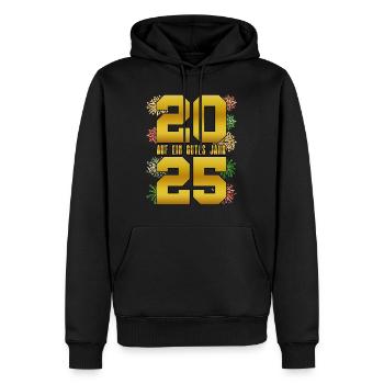 Feuerwerk AUF EIN FROHES JAHR 2025 Silvester - Männer Premium Bio Hoodie - Schwarz - Vorne - Nico (187cm)