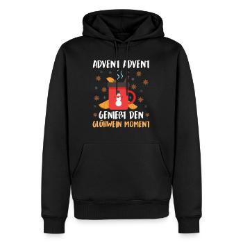 ADVENT ADVENT GENIEßE DEN MOMENT Lustiges - Männer Premium Bio Hoodie - Schwarz - Vorne - Nico (187cm)