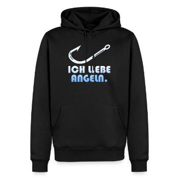 Angler ICH LIEBE ANGELN Lustiges Angel Liebhaber - Männer Premium Bio Hoodie - Schwarz - Vorne - Nico (187cm)