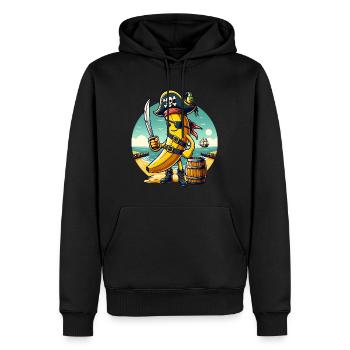 Drôle de banane pirate sur la plage avec un perroquet - Sweat à capuche Premium bio Homme - noir - Devant - Nico (187cm)