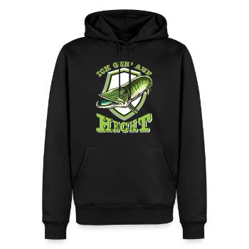Angler Outfit ICH GEH AUF HECHT Lustiges Angeln - Männer Premium Bio Hoodie - Schwarz - Vorne - Nico (187cm)
