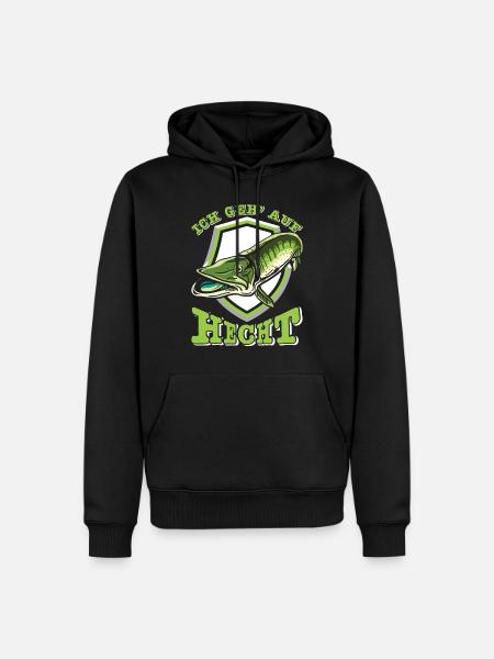 Angler Outfit ICH GEH AUF HECHT Lustiges Angeln - Männer Premium Bio Hoodie - Schwarz