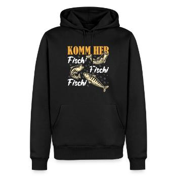 Angler KOMM HER FISCHI FISCHI FISCHI Lustiges - Männer Premium Bio Hoodie - Schwarz - Vorne - Nico (187cm)