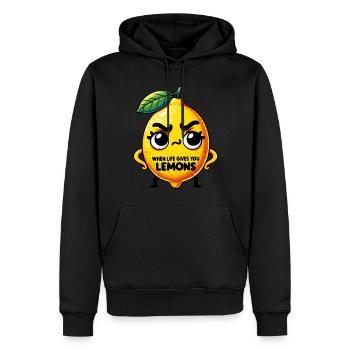When Life Gives You Lemons Lustige Zitrone - Männer Premium Bio Hoodie - Schwarz - Vorne - Nico (187cm)