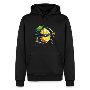 Ninja citron avec épée de samouraï - Sweat à capuche Premium bio Homme - noir - Devant - Nico (187cm)