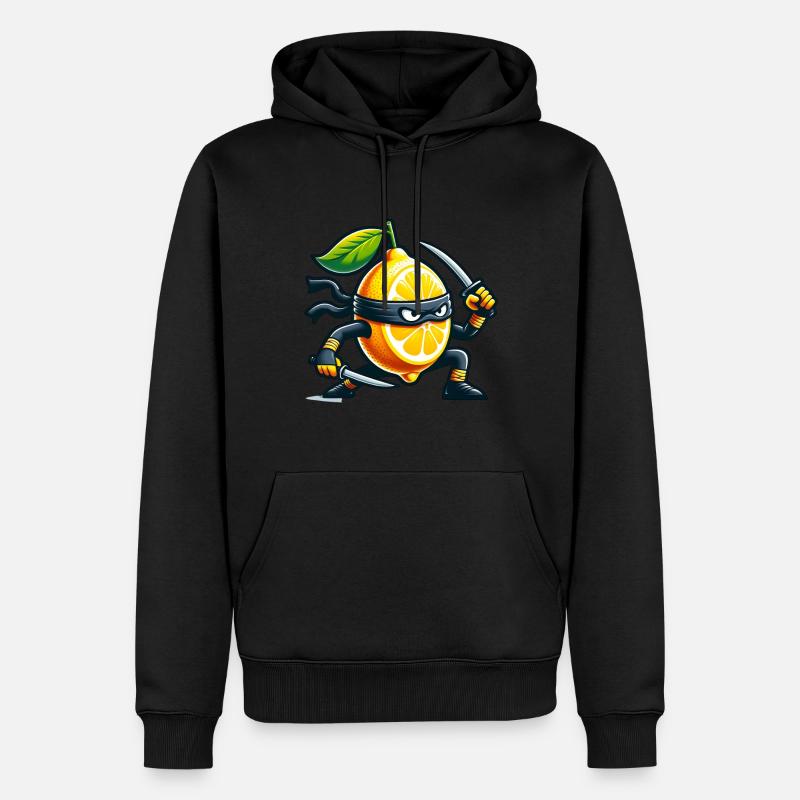 Zitrone Ninja Mit Samurai-Schwert - Männer Premium Bio Hoodie - Schwarz