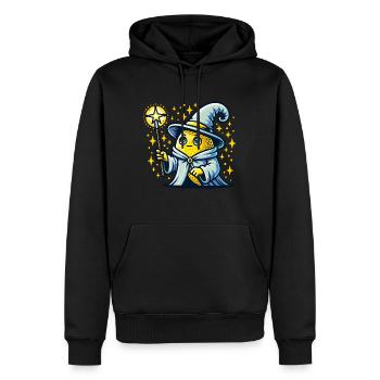 Zauberhafter Zitronenmagier Mit Sternenstab - Männer Premium Bio Hoodie - Schwarz - Vorne - Nico (187cm)