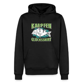 Angler Outfiit KARPFEN GLÜCKSSHIRT Lustiges - Männer Premium Bio Hoodie - Schwarz - Vorne - Nico (187cm)