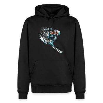 Skeleton Skier Action Design - Men’s Premium Organic Hoodie - black - Front - Nico (187cm)
