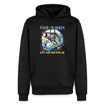 Angler FISCH AM HAKEN JETZT DER PUNK AB Lustiges - Männer Premium Bio Hoodie - Schwarz - Vorne - Nico (187cm)