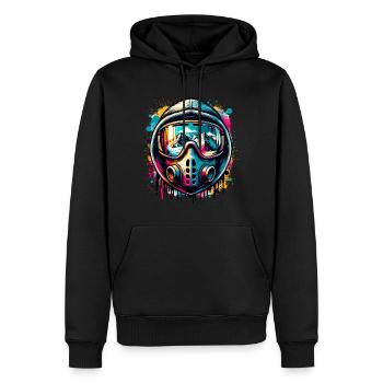 Abenteuerlustige Berglandschaft in Skimaske - Männer Premium Bio Hoodie - Schwarz - Vorne - Nico (187cm)