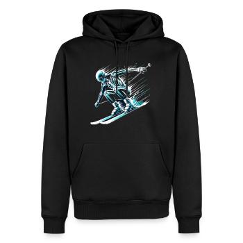 Skeleton skier full of energy and - Men’s Premium Organic Hoodie - black - Front - Nico (187cm)
