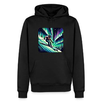 Skifahren Unter Nordlichtern - Männer Premium Bio Hoodie - Schwarz - Vorne - Nico (187cm)