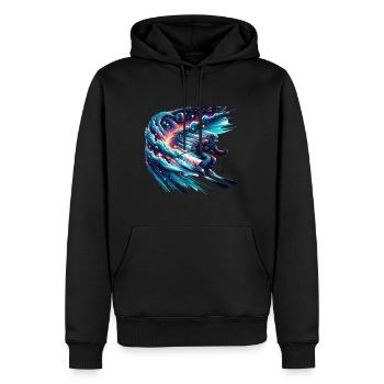 Skieur cosmique dans l’espace - Sweat à capuche Premium bio Homme - noir - Devant - Nico (187cm)