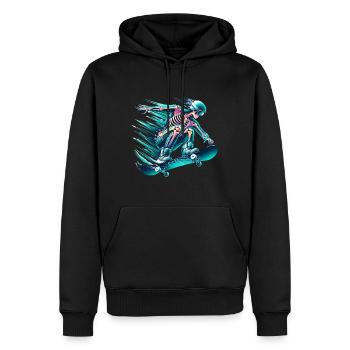 Skelett Skater Abenteuer - Männer Premium Bio Hoodie - Schwarz - Vorne - Nico (187cm)