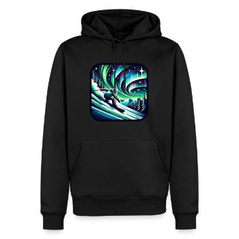 Spektakuläre Skiabfahrt unter Polarlichtern - Männer Premium Bio Hoodie - Schwarz - Vorne - Nico (187cm)