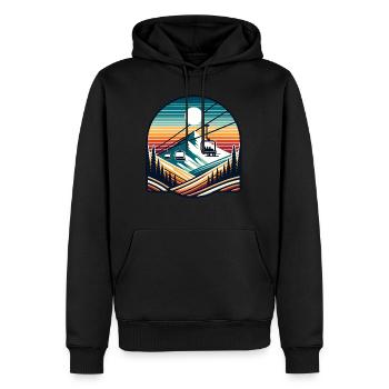 Retro Skilift Berglandschaft Panorama - Männer Premium Bio Hoodie - Schwarz - Vorne - Nico (187cm)