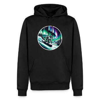 Snowboarden Unter Polarlichtern - Männer Premium Bio Hoodie - Schwarz - Vorne - Nico (187cm)