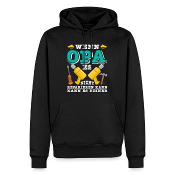 Opi WENN OPA ES NICHT REPARIEREN KANN KANNS KEINER - Männer Premium Bio Hoodie - Schwarz - Vorne - Nico (187cm)