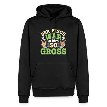 Angler Outfit Lustig DER FISCH WAR SO GROß Angeln - Männer Premium Bio Hoodie - Schwarz - Vorne - Nico (187cm)