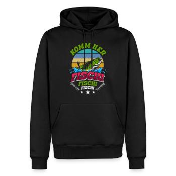 Angler KOMM HER FISCHI FISCHI FISCHI Lustiges - Männer Premium Bio Hoodie - Schwarz - Vorne - Nico (187cm)